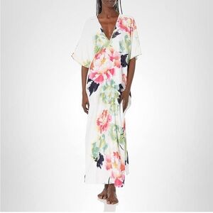 Natori Hanami short sleeve floral caftan